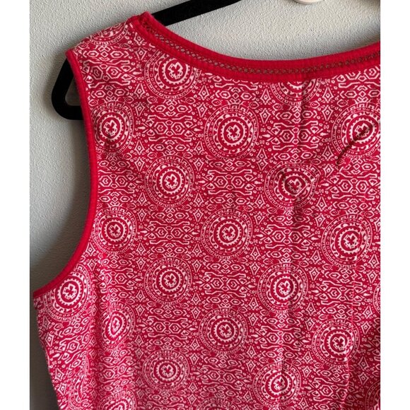 White Stag Womens Red Printed Knit Tank Top XXL Lace Scoop Neck 100% Cotton - Picture 6 of 9